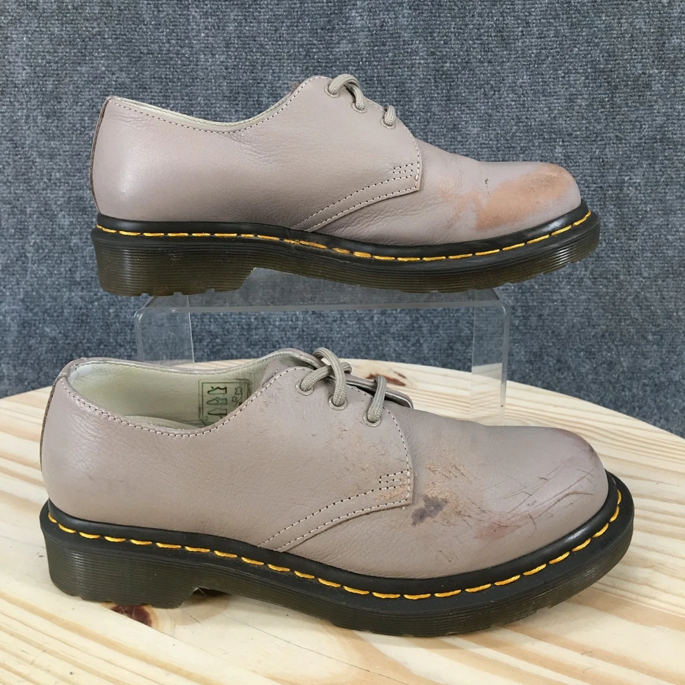 Zapatos Dr Martens para mujer 7 1461 Virginia Oxford con cordones parte superior baja cuero beige Foto 2 de 4
