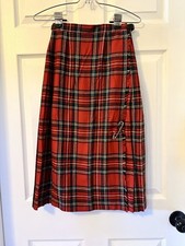 Pitlochry Plaid Pure New Wool Kilt Pleated Skirt Youth Medium 10 Made Scotland 
