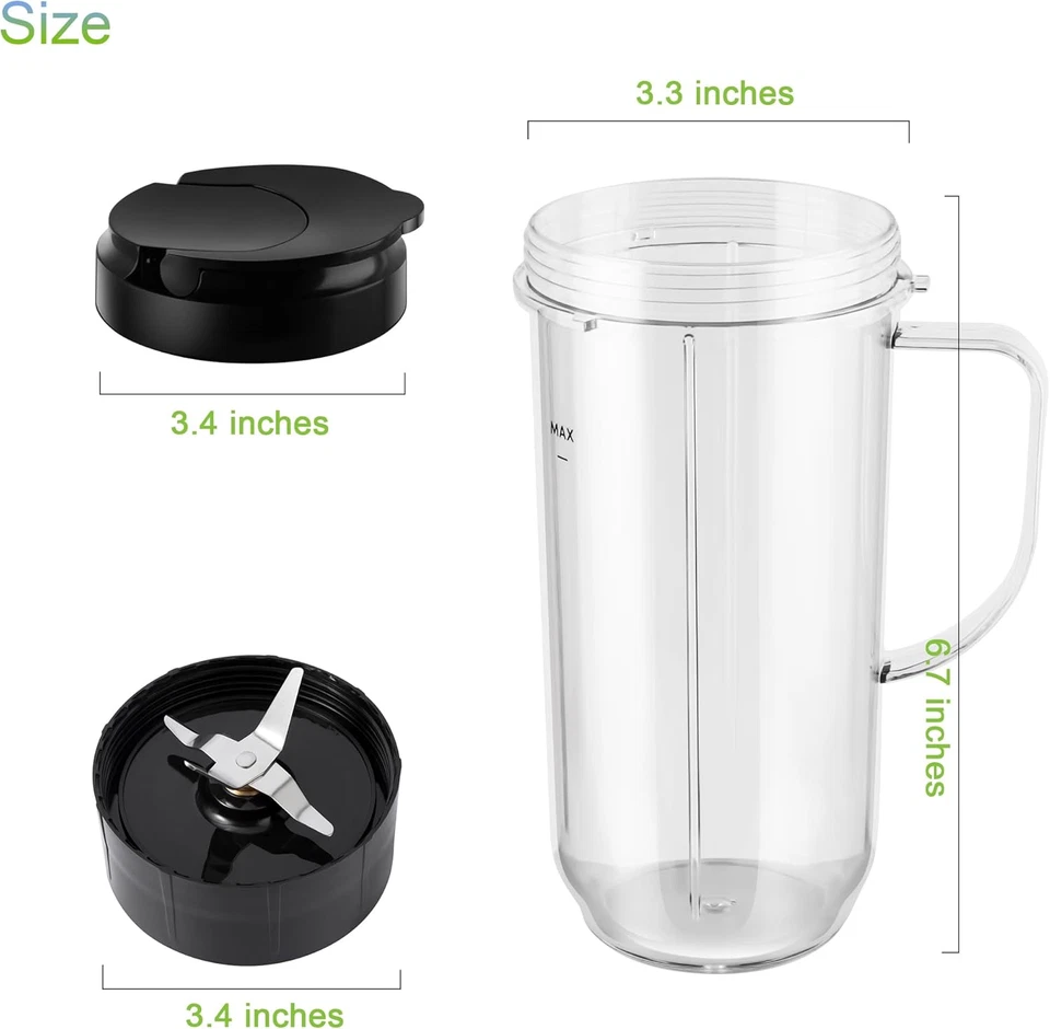 5-Piece Magic Bullet Blender Cups, Tall 22Oz Cup Blender Replacement Parts, 250W - Image 3 of 4