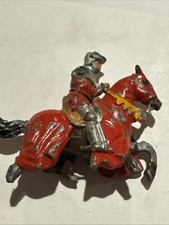 Vintage Medieval Mounted Knight Hollow Cast Metal Toy Soldier On Horse - Read
