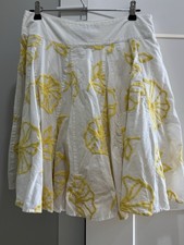 INC International Concepts Floral Embroidered Skirt A-Line White Yellow 8