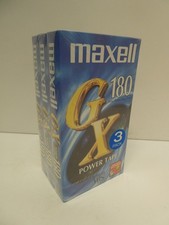 PACK 3 MAXWELL GX 180 VHS CASSETTE TAPES SEALED UNOPENED EX SHOP STOCK