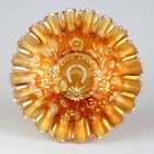Northwood Marigold Good Luck Carnival Bowl Pie Crust Edged, Antique Glass 8 3/4"