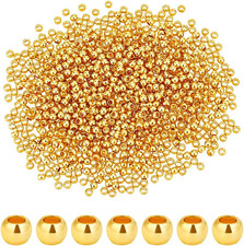 1000Pcs 2Mm 14K Gold Plated Brass Bead Long-Lasting round Smooth Spacer Beads Se