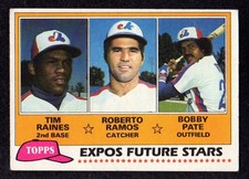 1981 Topps #479 Expos Rookie Stars Tim Raines HOF Roberto Ramos Pate Card B2 EX+. rookie card picture