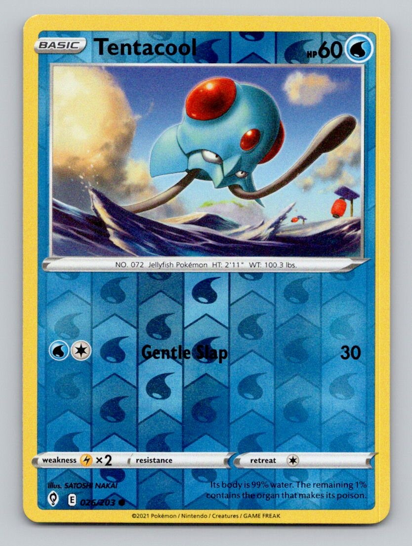 Tentacool 026/203 Common Evolving Skies Pokemon Reverse Holo Near Mint