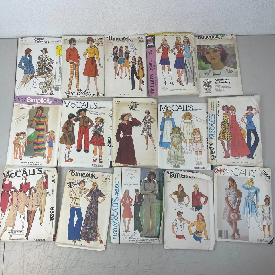 Sewing Pattern Lot Of 60 Kids Teens Adult Simplicity McCall Butterick Vogue 80s - Image 3 of 4