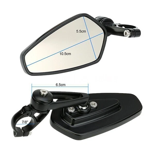 Motorcycle 7/8" Handle Bar End Mirror For Triumph Street Speed Triple Tiger 800 — 第 3/4 张图片