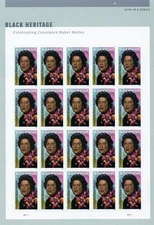 US 2024 MNH # 5830a IMPERF NDC CONSTANCE BAKER MOTLEY PANE OF 20 FOREVER STAMPS