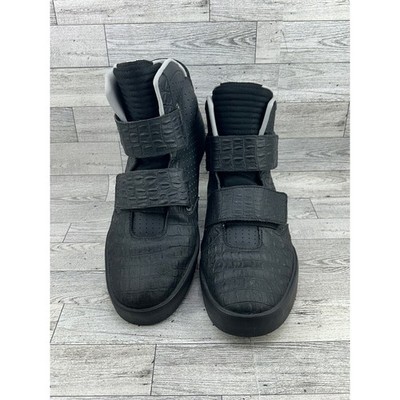 Nike Flystepper 2K3 Men 12 Black Crocodile Embossed High Top Sneakers 677473-020