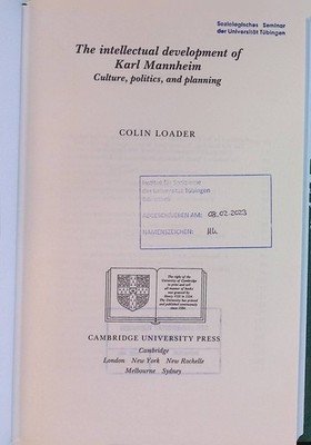The Intellectual Development of Karl Mannheim: Culture, Politics, and Planning L
