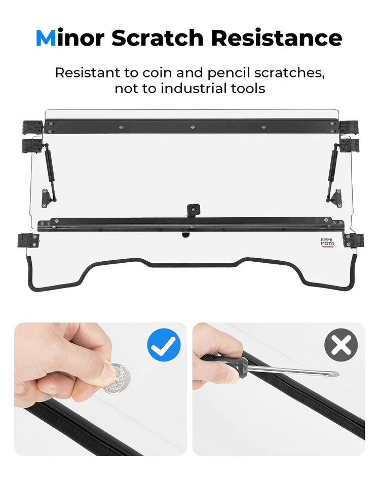 KEMIMOTO Flip Windshield Vented Scratch Resistant for Honda Pioneer 700 2014-25 - Image 4 of 4