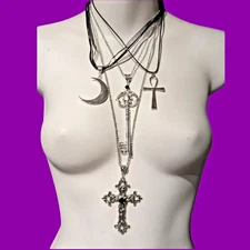BABY-BAT STARTER SET Gothic Essentials Necklace Ring Lot cross ankh moon 6W