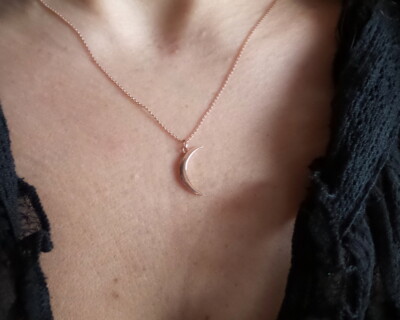HALBMOND KETTE 14K ROSEGOLD 585 MASSIV GOLD LÄNGENVERSTELLBAR