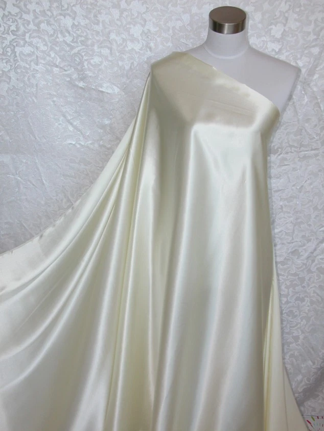 New 100% Pure Silk Satin Charmeuse Fabric Solid Ivory Per Yard - Image 2 of 2