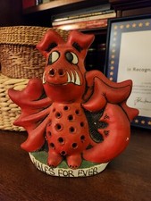 Vintage John Hughes WALES FOREVER RED DRAGON Pottery Clay Grogg Figure Welsh