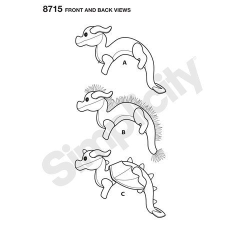 Simplicity Sewing Pattern 8715 Soft Stuffed Toy Dragons Wing Mane Variations - Picture 3 of 8