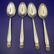 4 International DANISH PRINCESS 1938 Silverplate Teaspoons 6 1/4"
