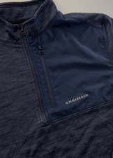 G.H. Bass Men's 1/4 Quarter Zip Fleece Pullover Pocket MEDIUM Mixed Media BLUE
