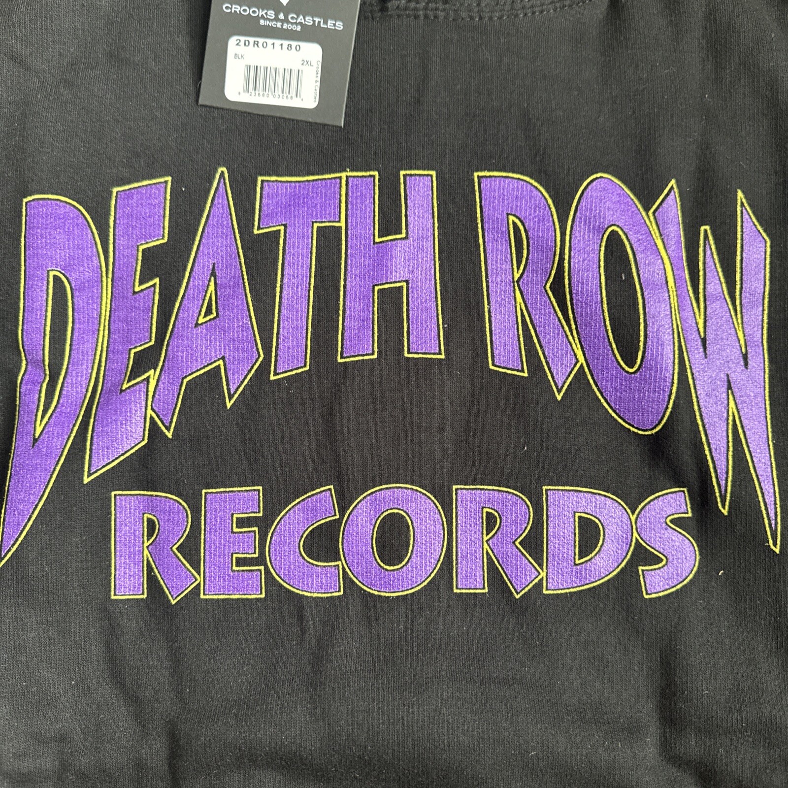 FILA Felpa con cappuccio da uomo nera Crooks & Castles Death Row Records taglia 2XL