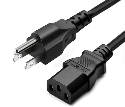 Standard 3Ft 10 Amps 125 Volts Black 3 Prong AC Power Cord Cable for Electronics