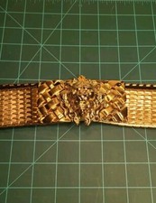 Vintage 1994 Lion Head Gold Chain mail Stretch Belt 40"