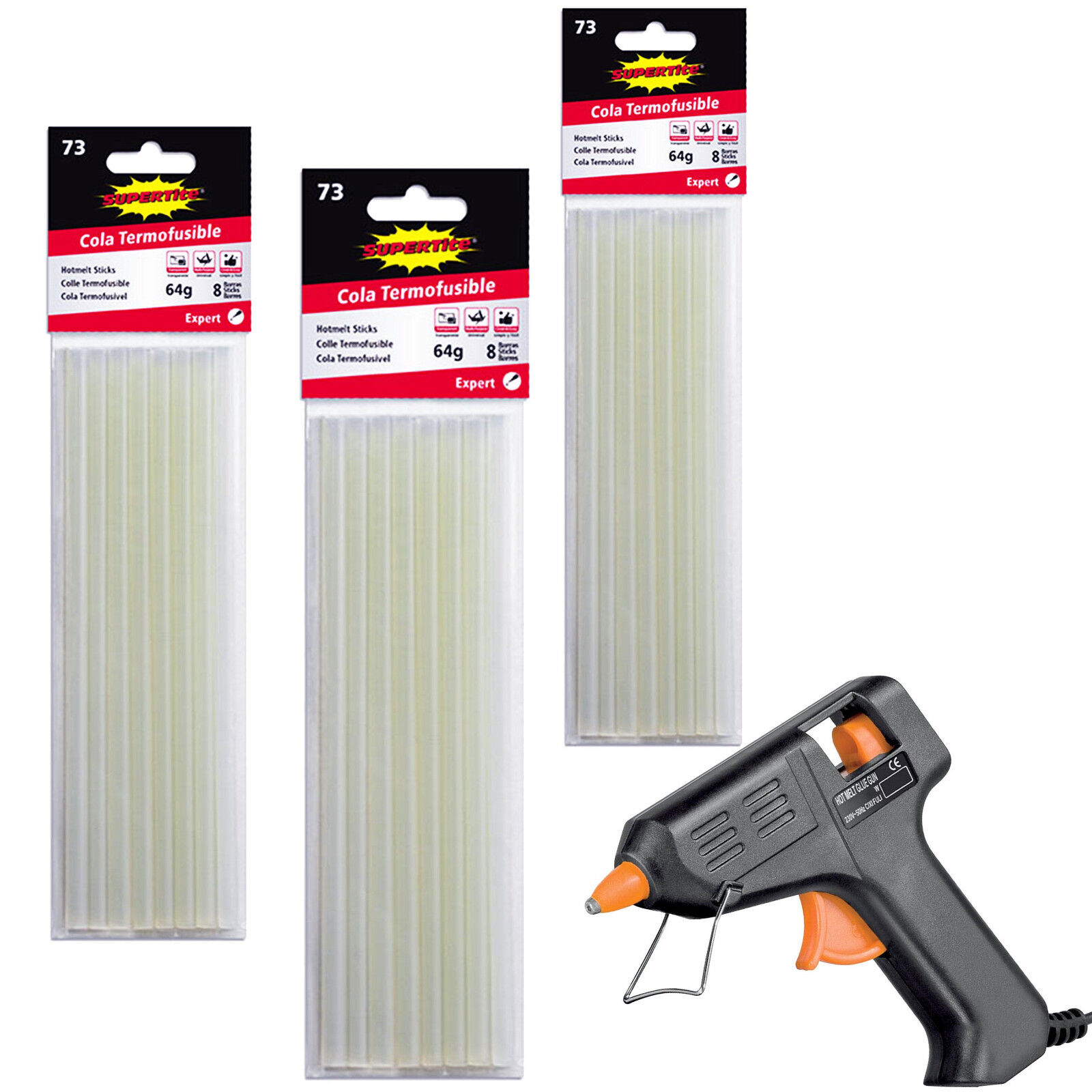 Barras de silicona de 7mm para pistola, cola caliente pack 12unds