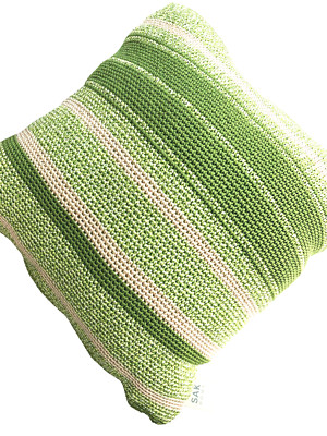 SAK Home PILLOW  Geo Classic Knit greens & biege STRIPES  ~  NWT rare