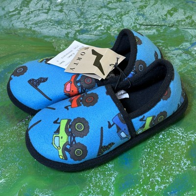 NWT Norty Boys Size 6 Monster Truck Slippers Indoor Outdoor Rubber Sole Soft NEW