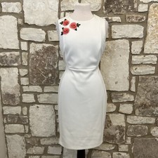 Calvin Klein Sleeveless Dress Bodycon Stretch White Flower Embroidery Sz 10