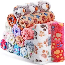 Chumia 18 Pcs Fleece Pet Blanket Soft Warm Sleep Mat Fluffy Cute Puppy Supplies