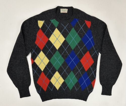 Vintage Benetton 100% Pure Shetland Wool Sweater Made in Italy Multicolor L/M - Picture 1 of 7