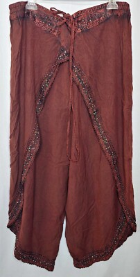 Braja Indian Hippie Aladdin Yoga Ali Pants Gypsy Genie Baba Harem Trousers Sz 2L