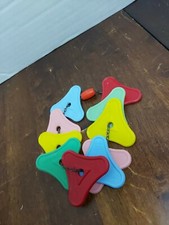 Vintage 60s A Hilary Page Design Baby Toy Rattle Teether Set Of 10 W/Chain