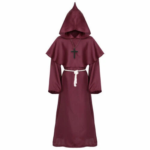 Renaissance Priester Zauberer Gewand Halloween Cosplay Kostüm Cape mit Kapuze Unisex - Bild 38 von 44