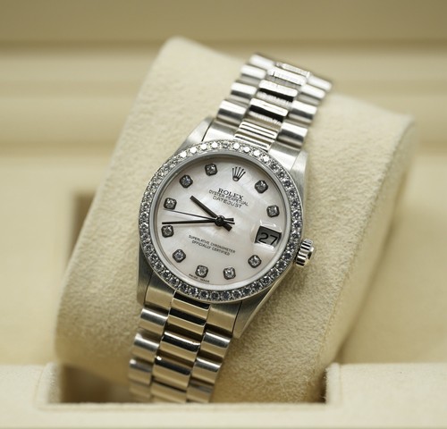 Ladies Platinum Datejust 31mm 68286 Factory ‘MOP’ Dial & Factory Diamond Bezel - Picture 5 of 11