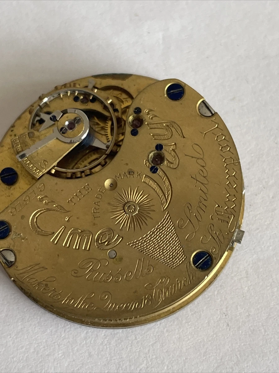 Vintage Thos Russell Son Liverpool Pocket Watch Movement dial. Spares
