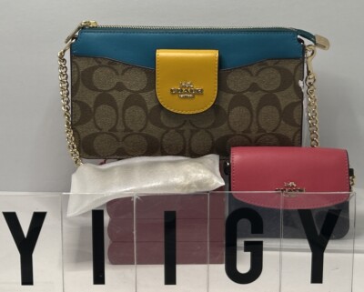 🐼💦 Coach C2917 🐼💦 Poppy Signature Leather Coin Pouch Crossbody