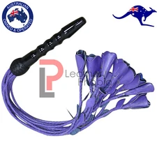 Cow Hide Rose Leather Flogger Handmade Leather Whips 9 pcs of Braided Tails 