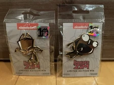 Zen Monkey Studios Nickelodeon Invader Zim & Gir Gold Enamel Pin Set Lot LE 500