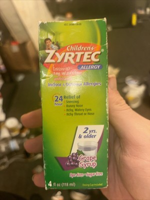 Children's Zyrtec 24 Hour Allergy Relief Syrup, Grape Flavor, 4 fl. oz SEE EXP!!