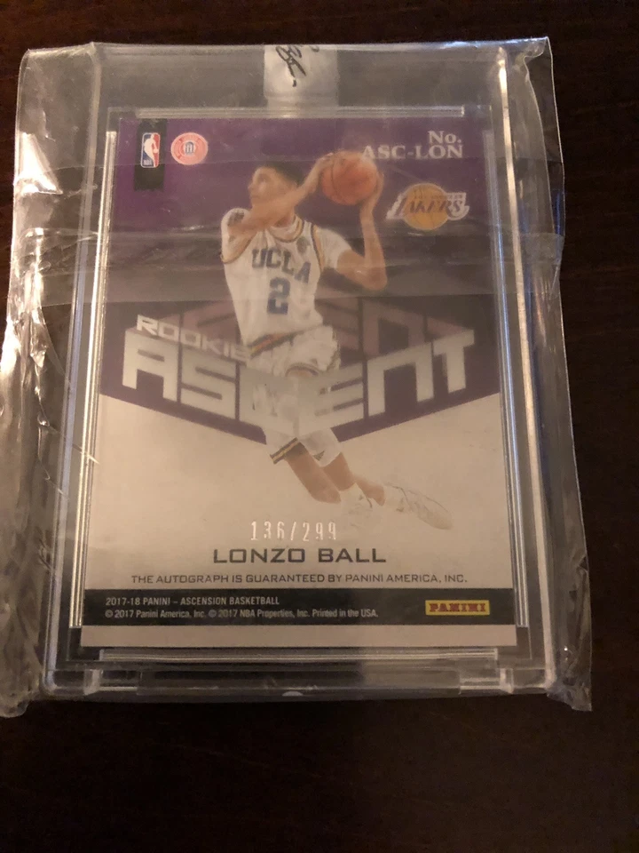 2017-18 PANINI ASCENSION LONZO BALL ROOKIE ASCENT AUTO RC #’d 136/299! LAKERS - Image 2 of 2