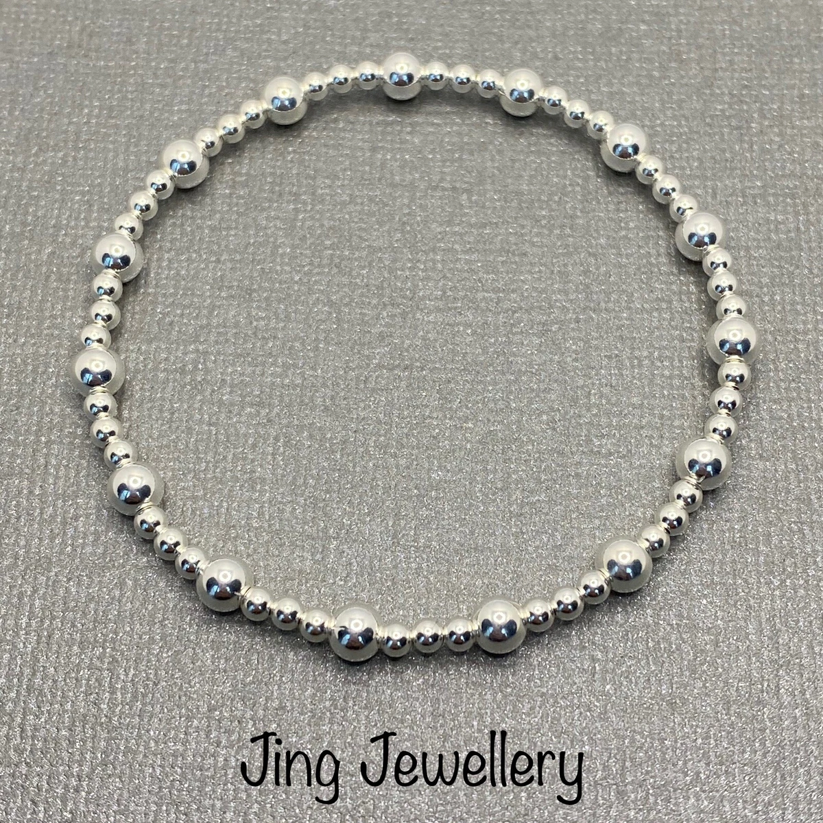 Small beaded silver bracelet deals