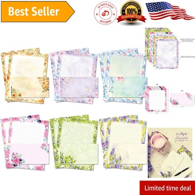 Eco-Friendly Floral Writing Paper Set with 24 Assorted Self-Sealing Envelopes