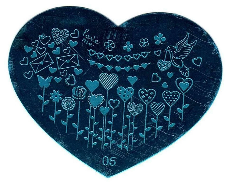 Kit raspador 10 estilos arte en uñas estampado amor corazón manicura imagen placa estampador Foto 2 de 4