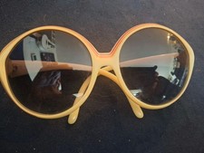 NOS Christian Dior 2045 70 Vintage 70s icon yellow oversized round sunglasses