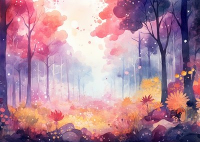 Enchanted Forest Watercolor Poster Wall Art for Home Decor Modern Art