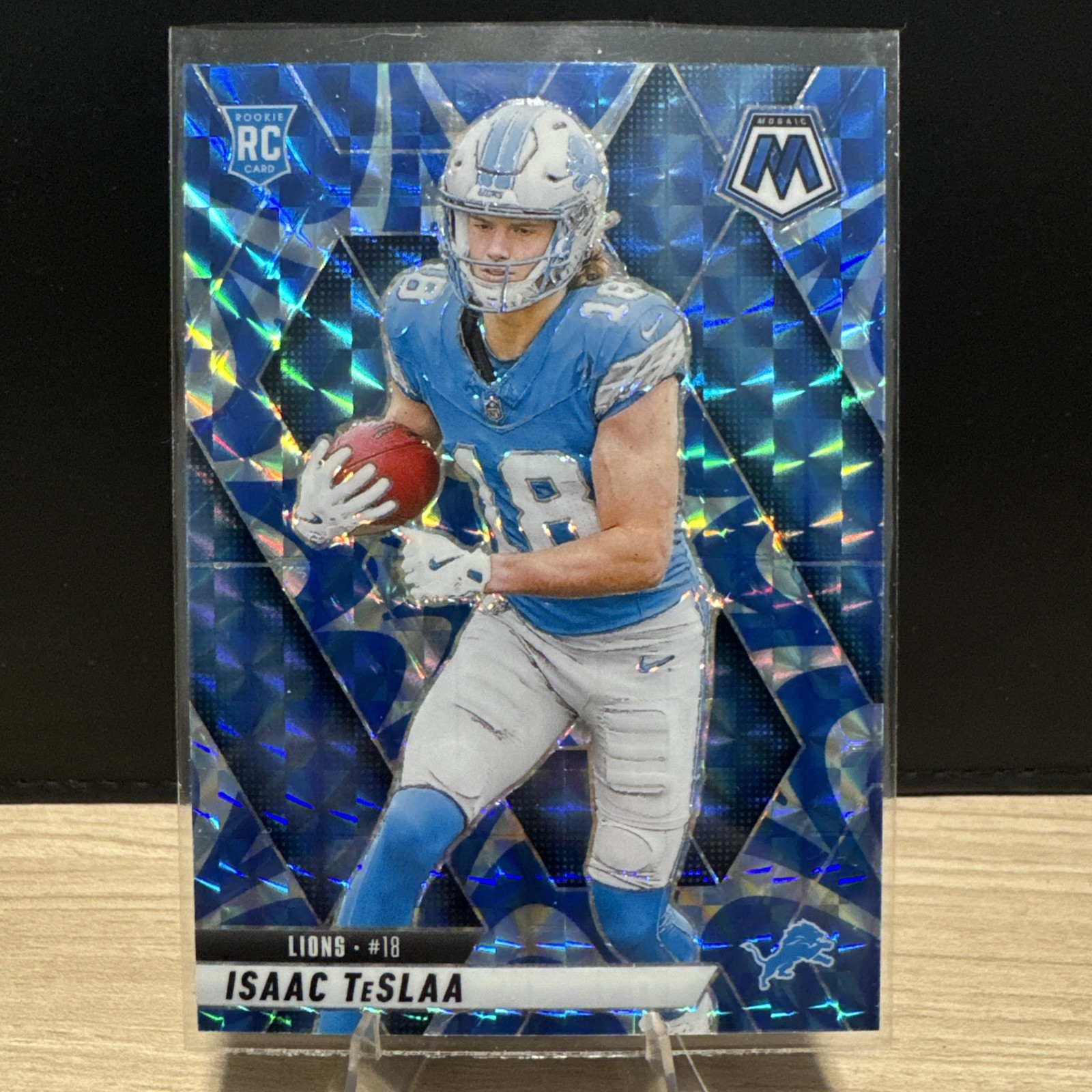 2025 Mosaic Isaac TeSlaa Rookie Reactive Blue Prizm RC #319 Lions
