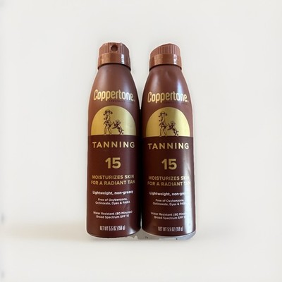 Coppertone Tanning Sunscreen Spray Water Resistant SPF15 5.5oz Lotof2 Exp 02/26+