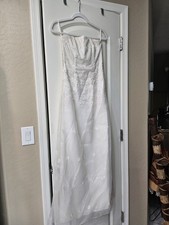 Jessica McClintock Formal Gown Sz 2 White Strapless w/ Wrap tone on tone